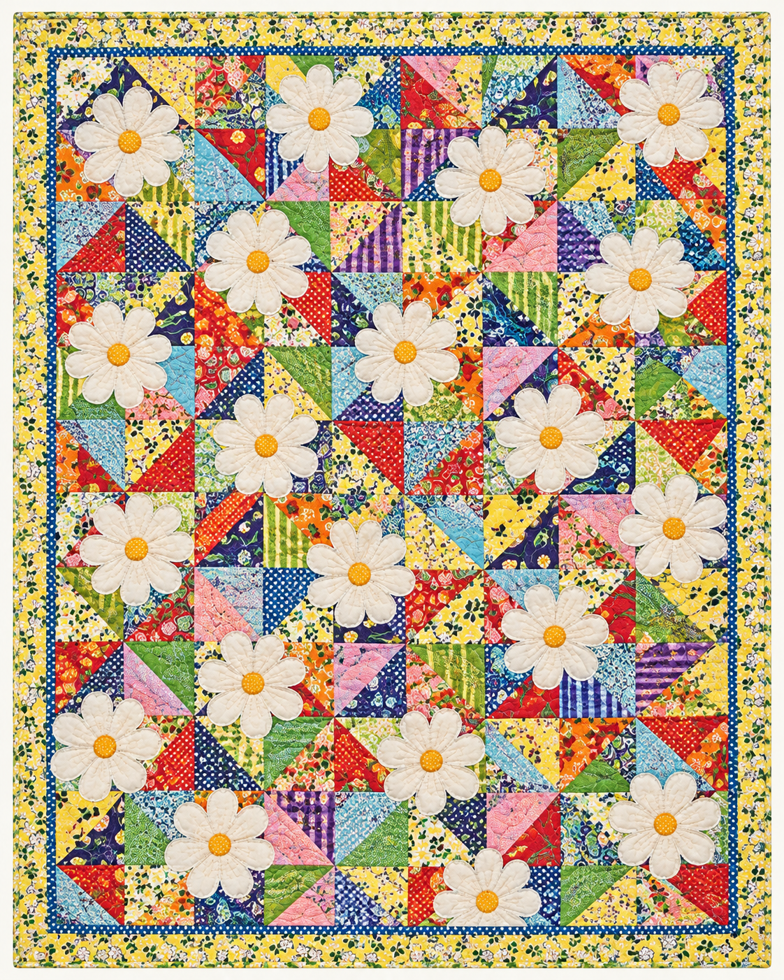 Daisies On Crazy Patchwork TD101026203 Quilt Blanket