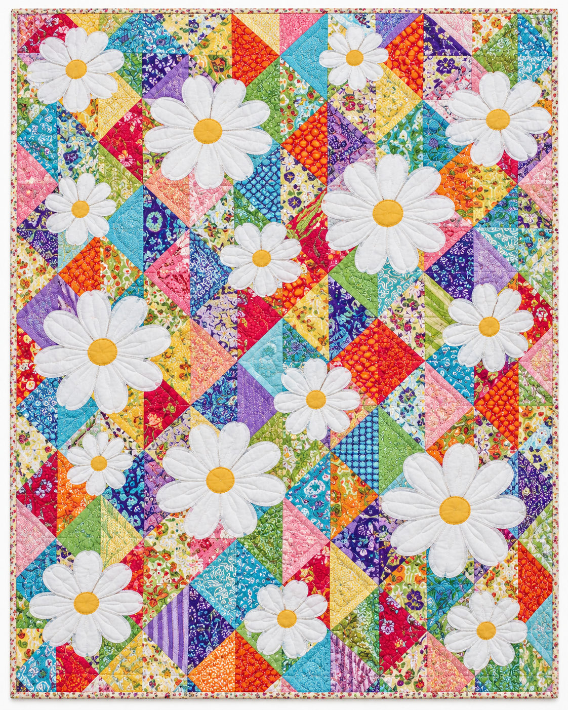 Daisies On Scrappy Diamonds TD101026204 Quilt Blanket