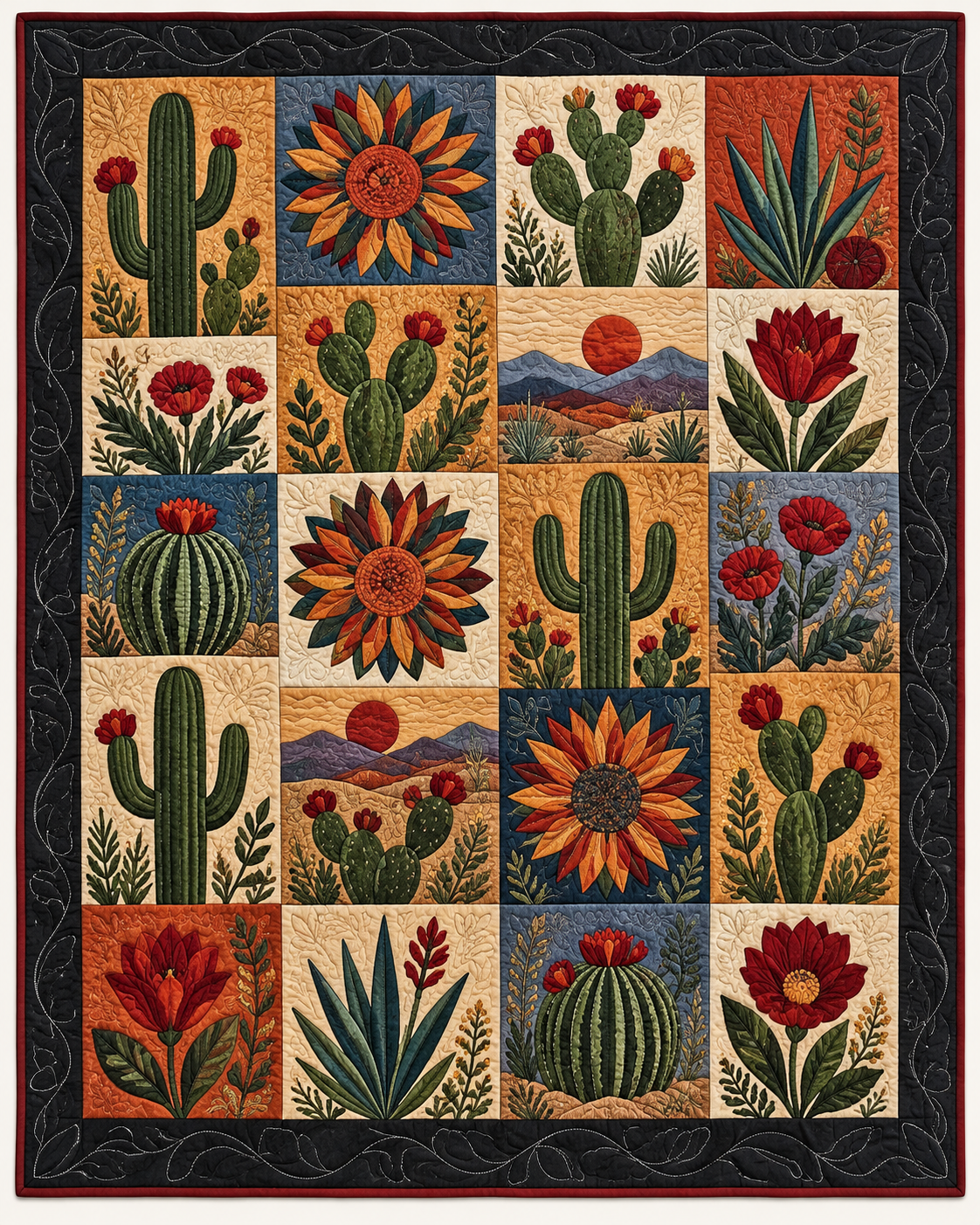 Desert Botanical Patchwork TD101026207 Quilt Blanket
