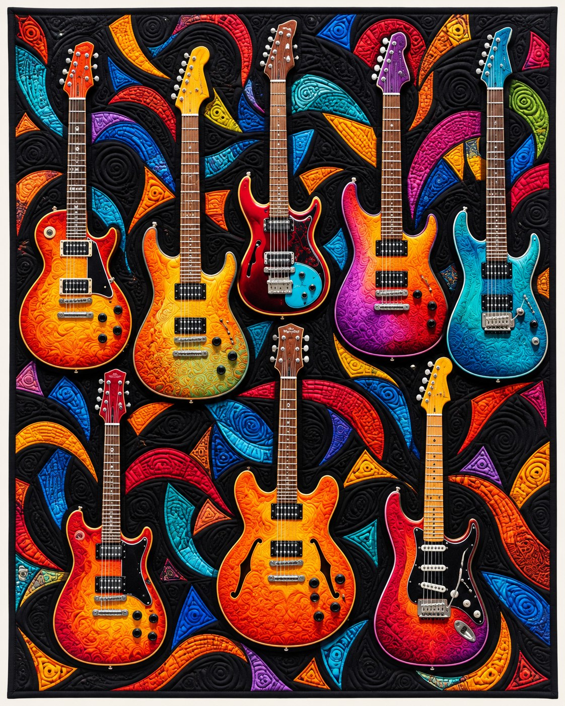 Electric Guitar Kaleidoscope TD101026215 Quilt Blanket