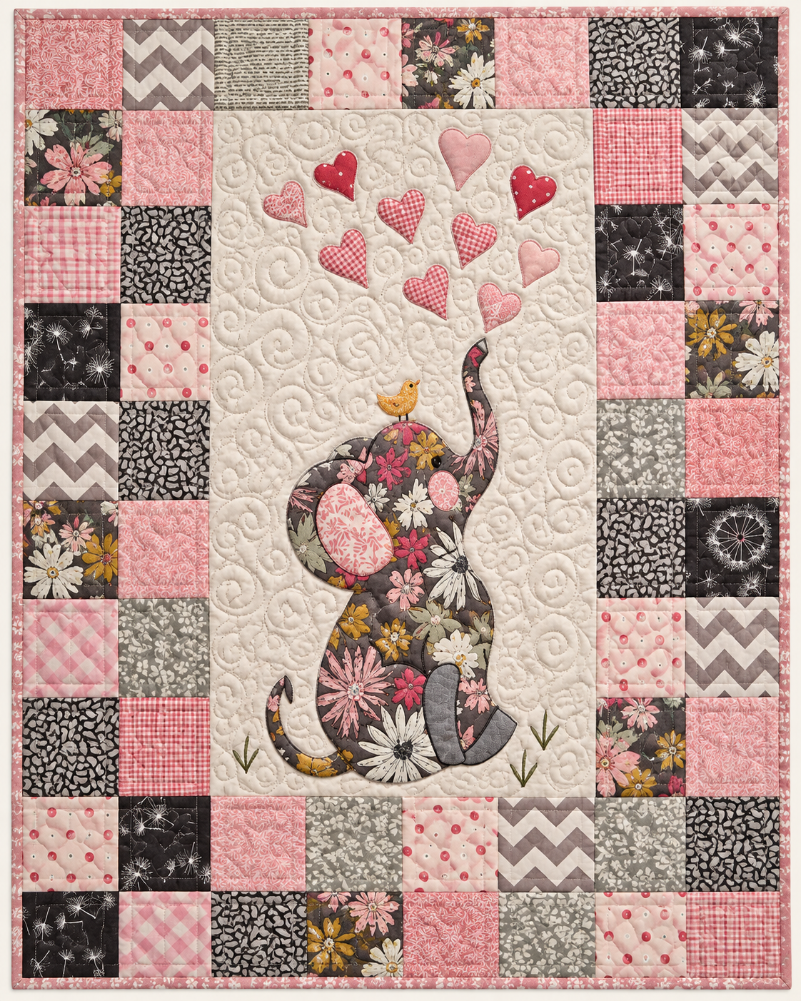 Elephant And Little Bird TD101026216 Quilt Blanket