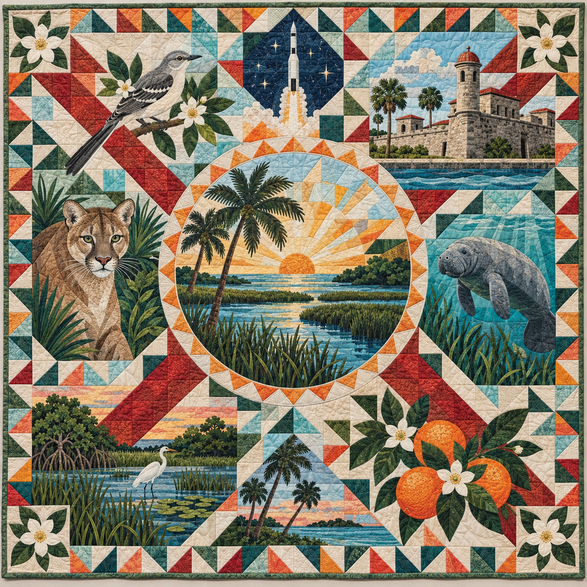 Florida Mosaic Horizons TD181026489 Quilt Blanket