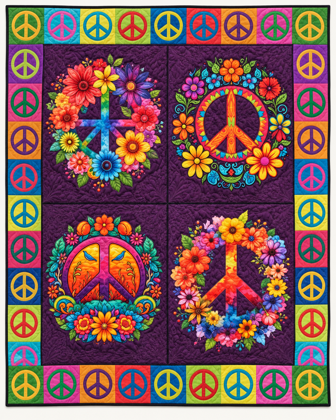 Floral Peace Medallions TD101026229 Quilt Blanket
