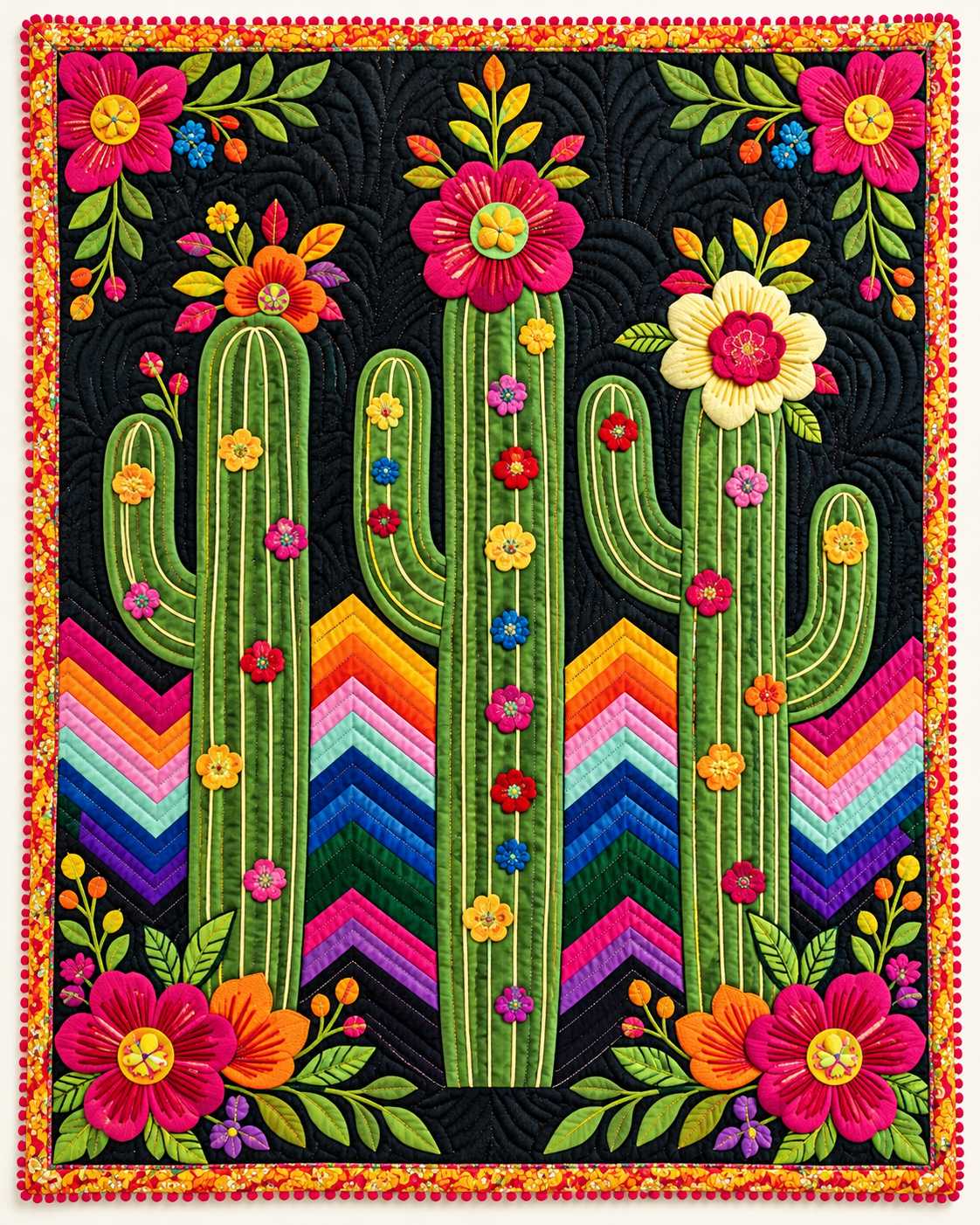 Flowering Cactus Fiesta TD101026233 Quilt Blanket