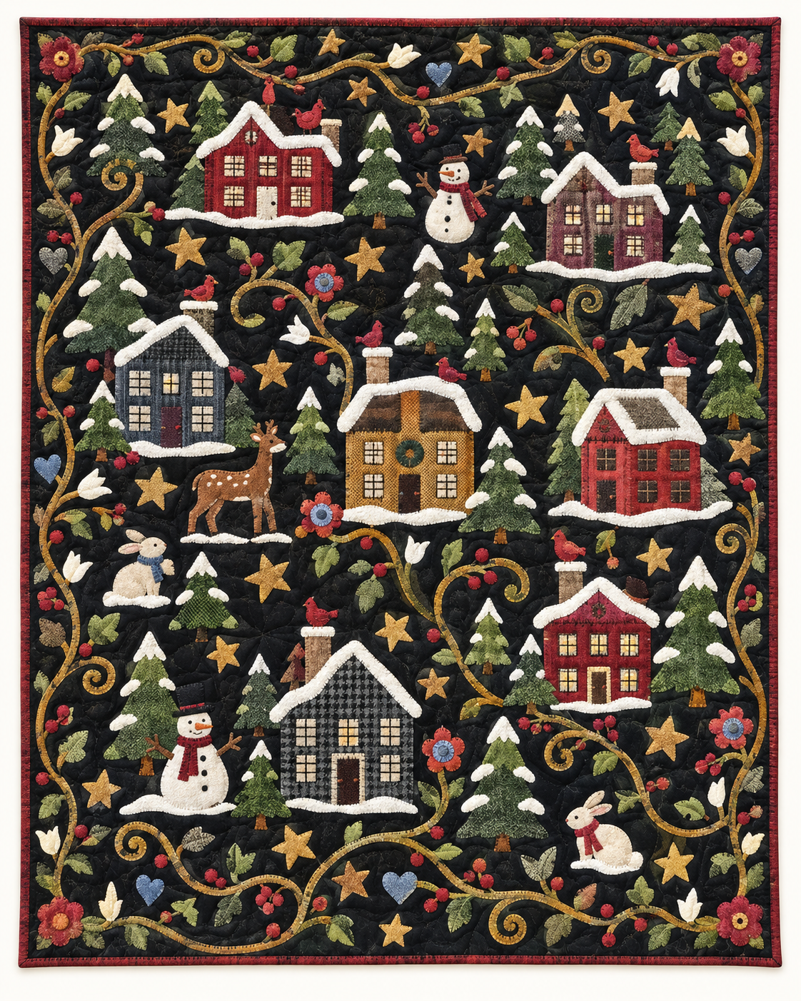 Folksy Winter Village TD101026241 Quilt Blanket