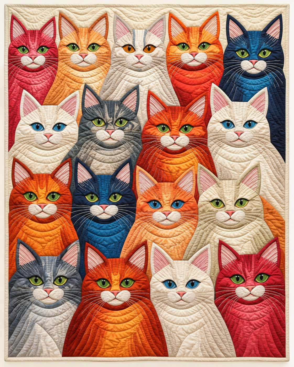 Friendly Cat Portrait Crowd TD101026243 Quilt Blanket