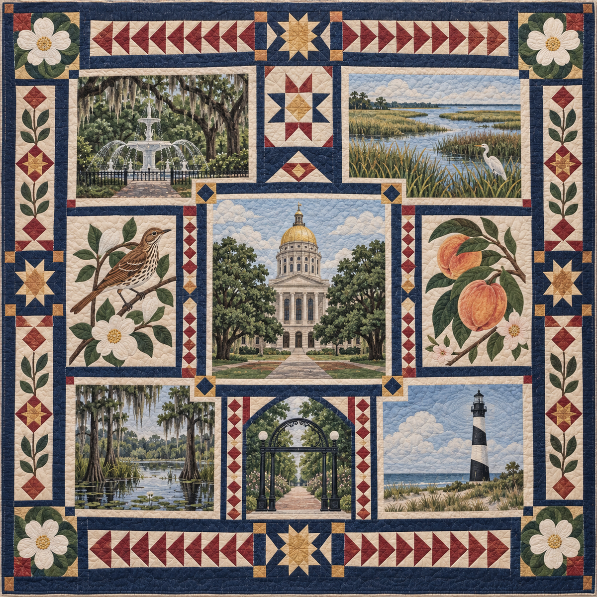 Georgia Landmark Windows TD181026493 Quilt Blanket