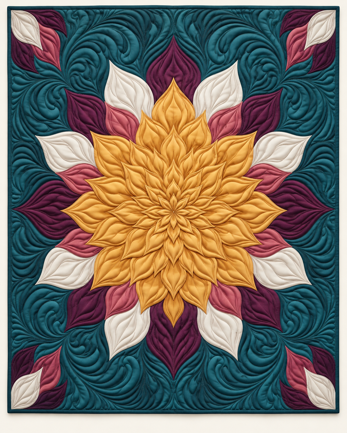 Golden Dahlia Medallion TD101026258 Quilt Blanket
