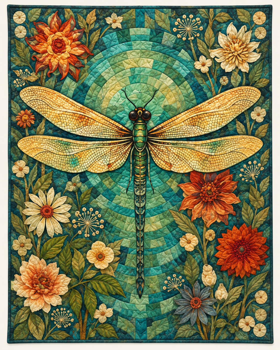Golden Dragonfly Mosaic TD101026261 Quilt Blanket