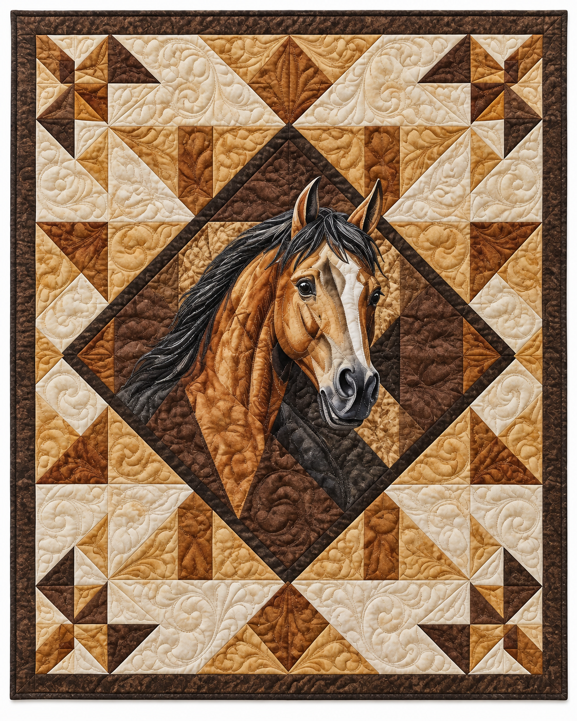 Golden Horse Portrait TD101026264 Quilt Blanket