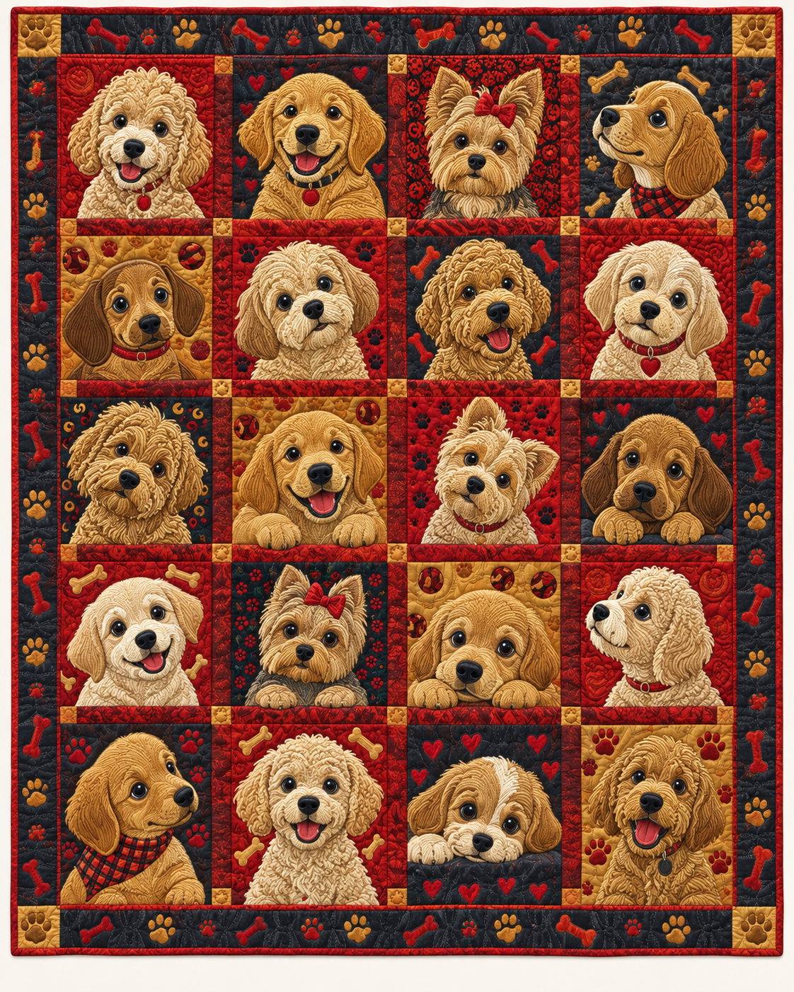 Golden Puppy Patchwork TD101026268 Quilt Blanket