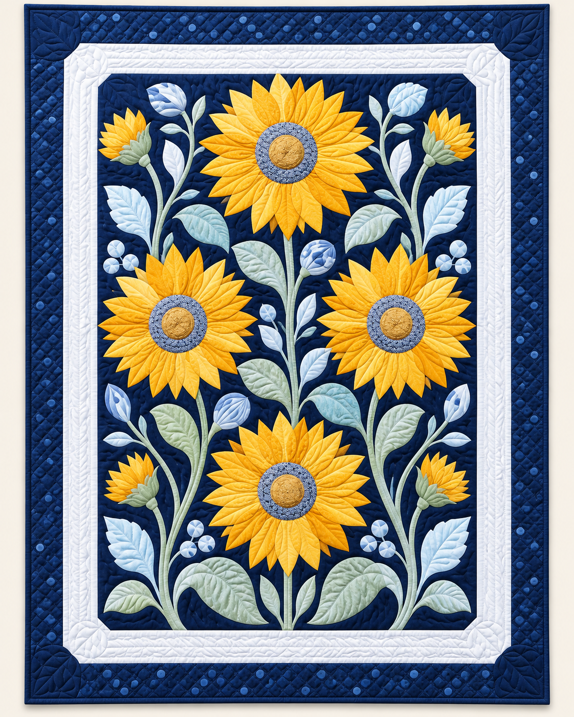 Golden Sunflowers with Pale Leaves TD101026279 Quilt Blanket
