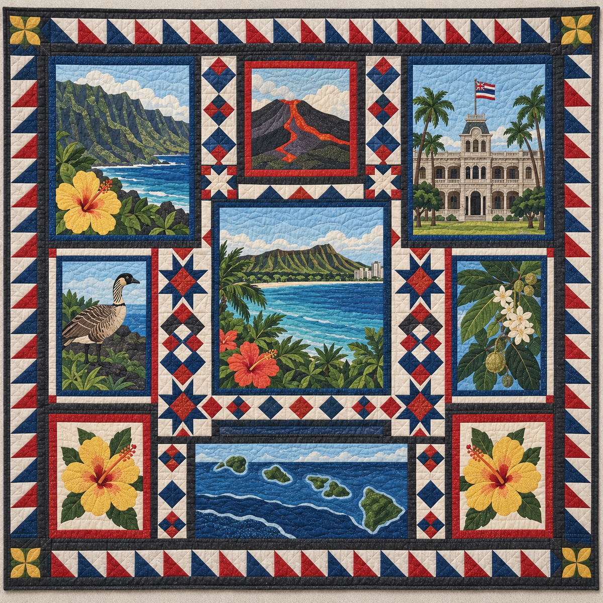 Hawaii Landmark Windows TD181026503 Quilt Blanket