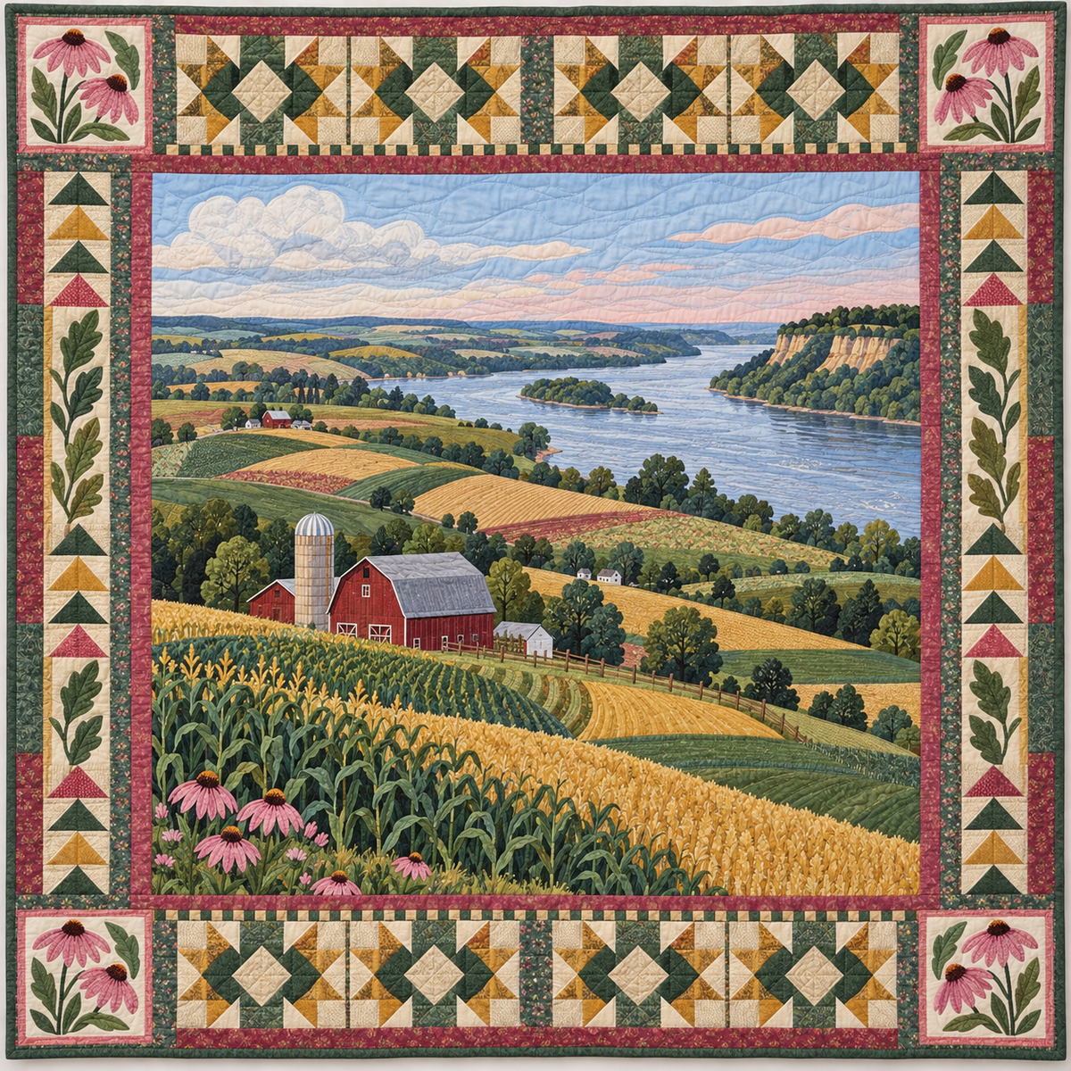 Iowa Rolling Fields And River Bluffs TD1410261034 Quilt Blanket