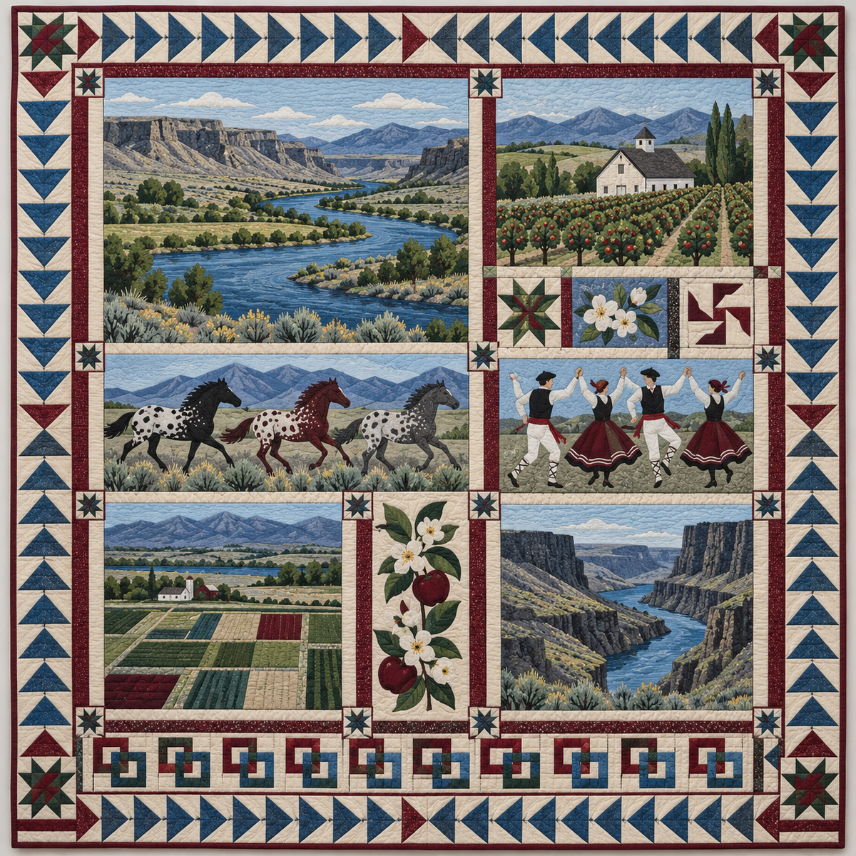 Idaho River Trails And Orchard Rows TD1410261039 Quilt Blanket
