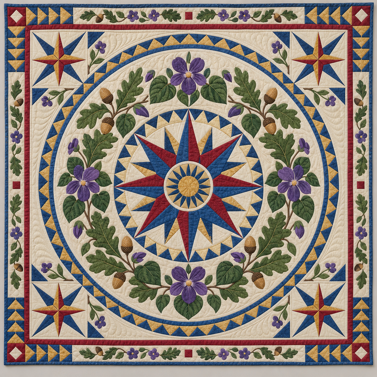 Illinois Violet And White Oak TD1410261041 Quilt Blanket