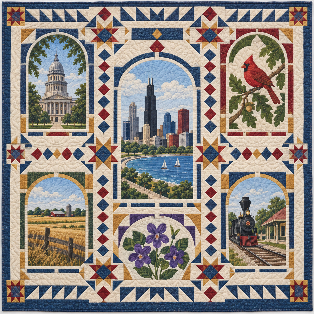Illinois Landmark Windows TD181026533 Quilt Blanket