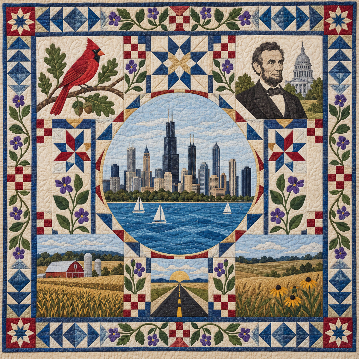 Illinois Celebration In Cloth TD181026540 Quilt Blanket
