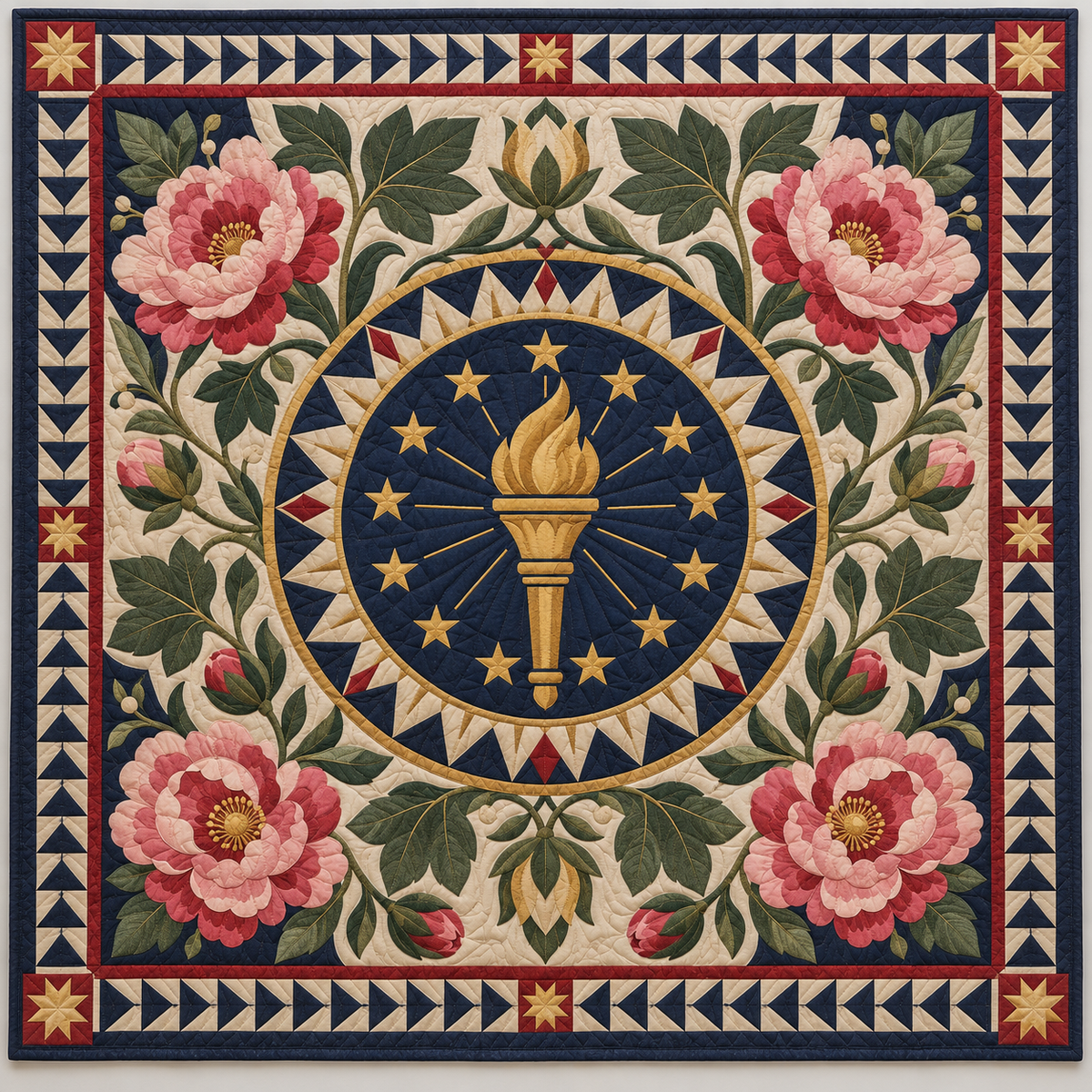 Indiana Torchlight Peonies TD1410261044 Quilt Blanket