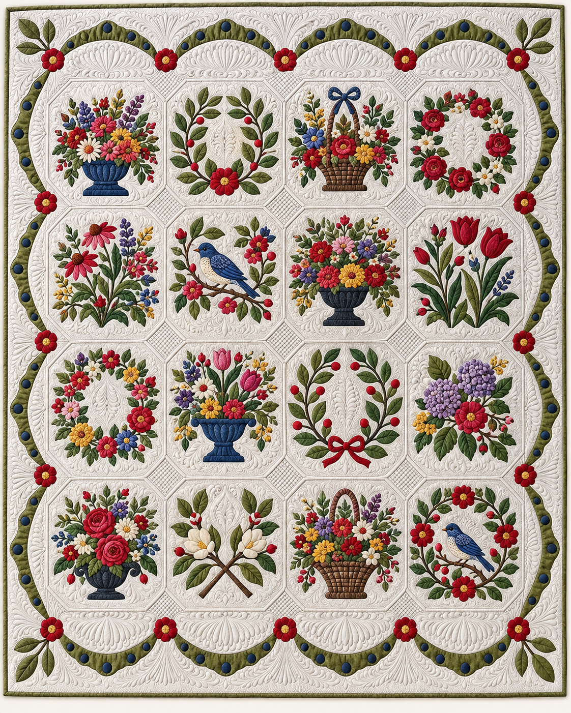 Ivory Botanical TD101026302 Quilt Blanket