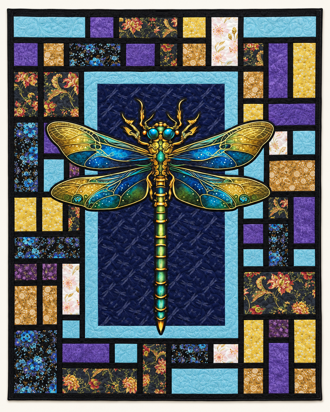 Jeweled Dragonfly Patchwork TD101026320 Quilt Blanket
