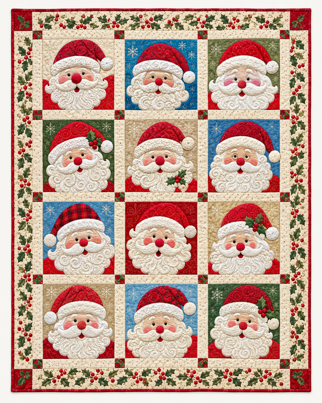 Jolly Santa Portraits TD101026321 Quilt Blanket