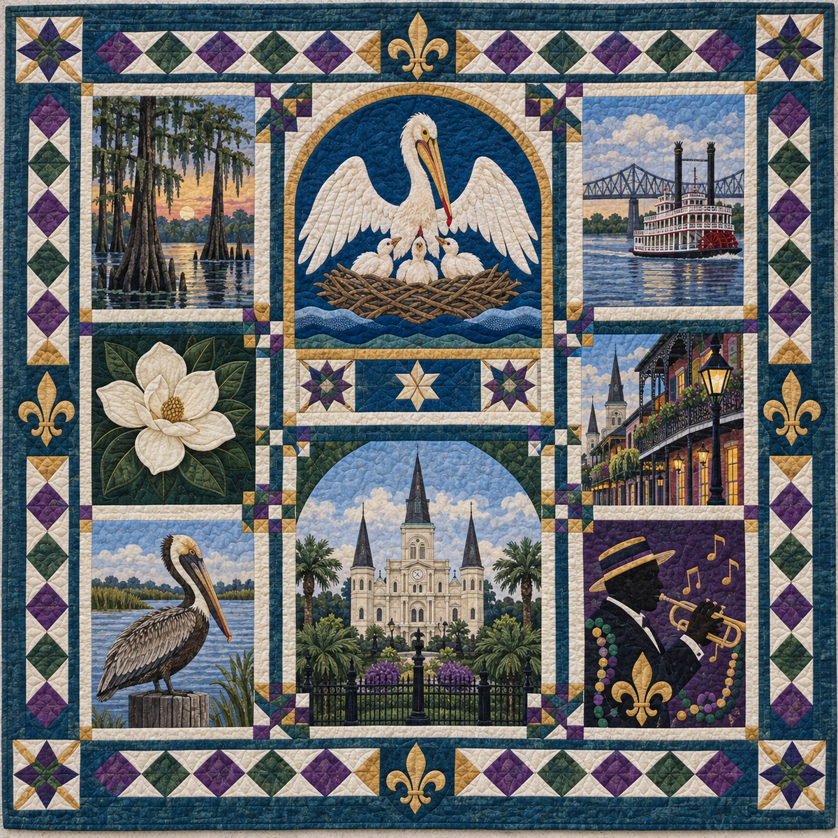Louisiana Landmark Windows TD181026573 Quilt Blanket