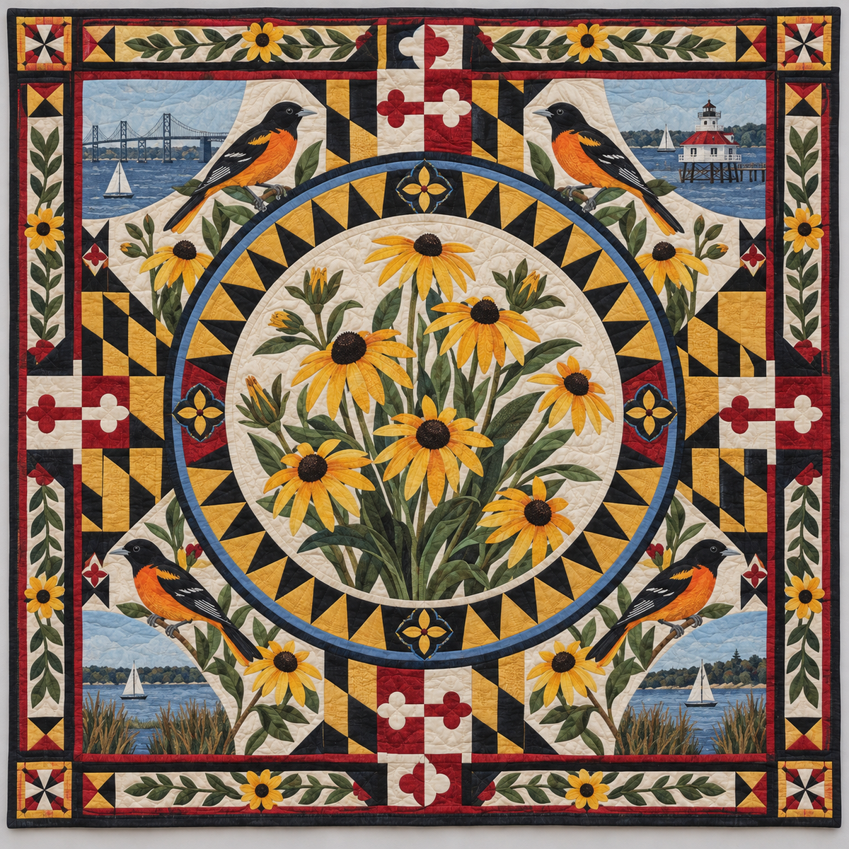 Maryland Heraldic Susan Garden TD1410261059 Quilt Blanket