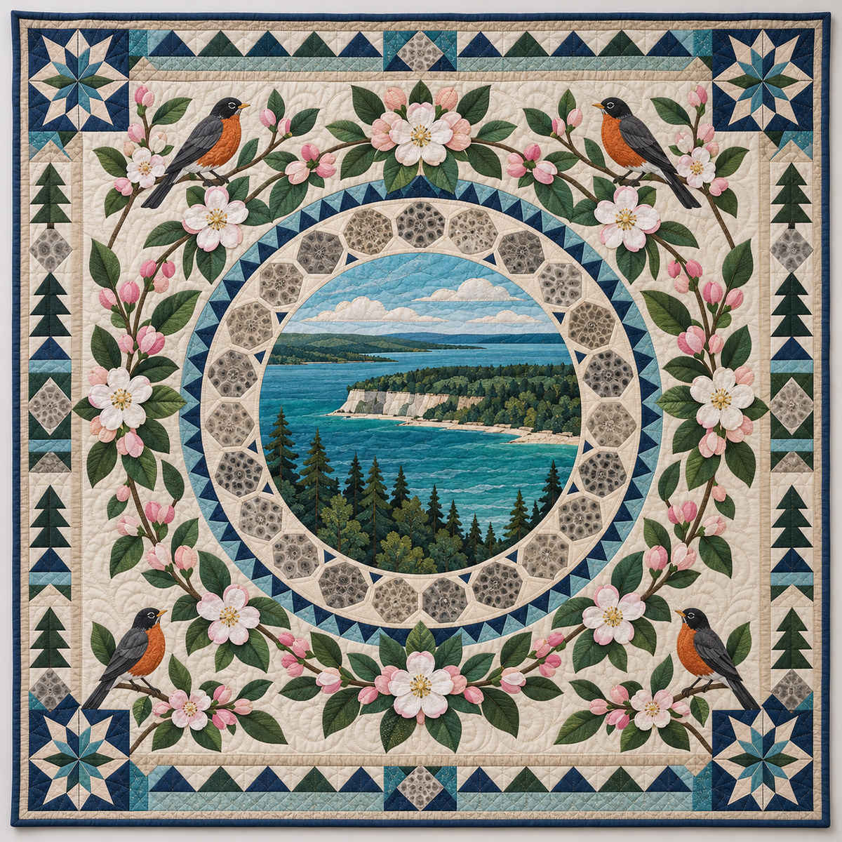 Michigan Apple Blossom Peninsula TD1410261065 Quilt Blanket