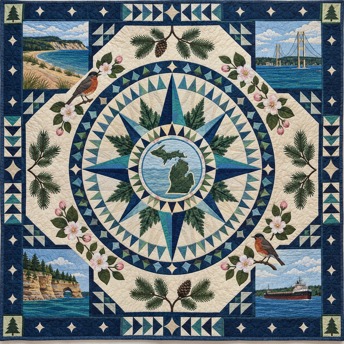 Michigan Radiant Compass TD181026617 Quilt Blanket
