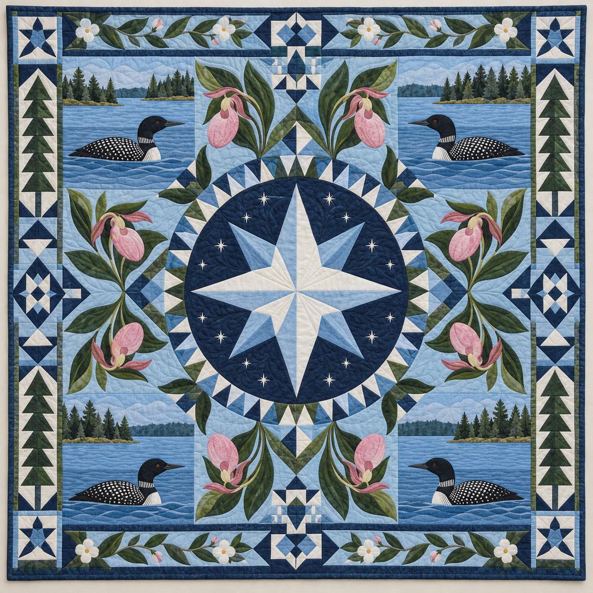 Minnesota North Star Lady Slippers TD1410261068 Quilt Blanket