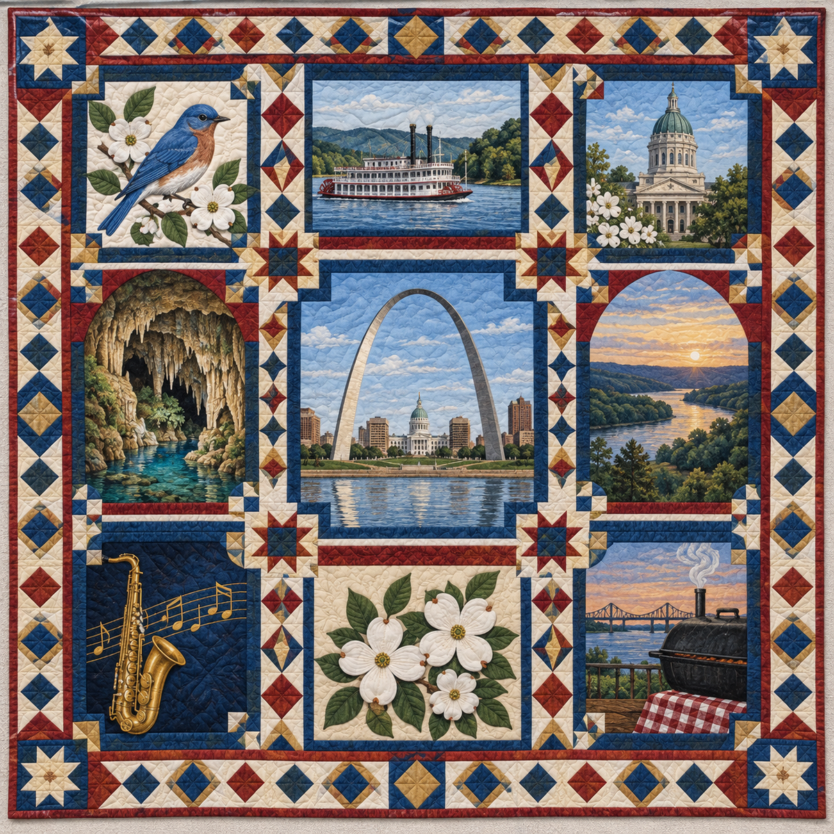 Missouri Landmark Windows TD181026633 Quilt Blanket