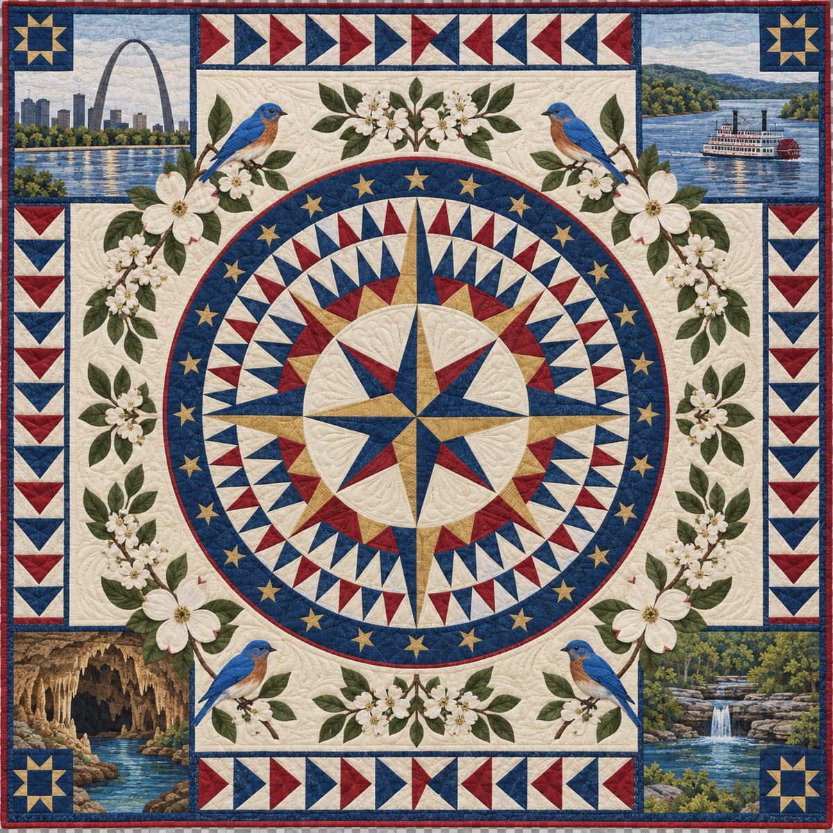 Missouri Radiant Compass TD181026637 Quilt Blanket