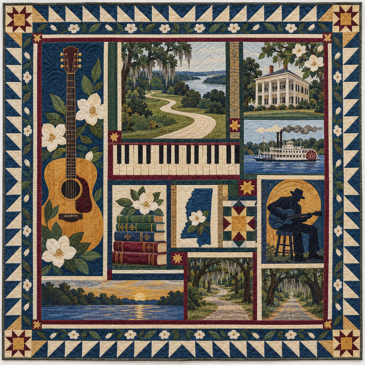 Mississippi Blues And River Roads TD1410261075 Quilt Blanket