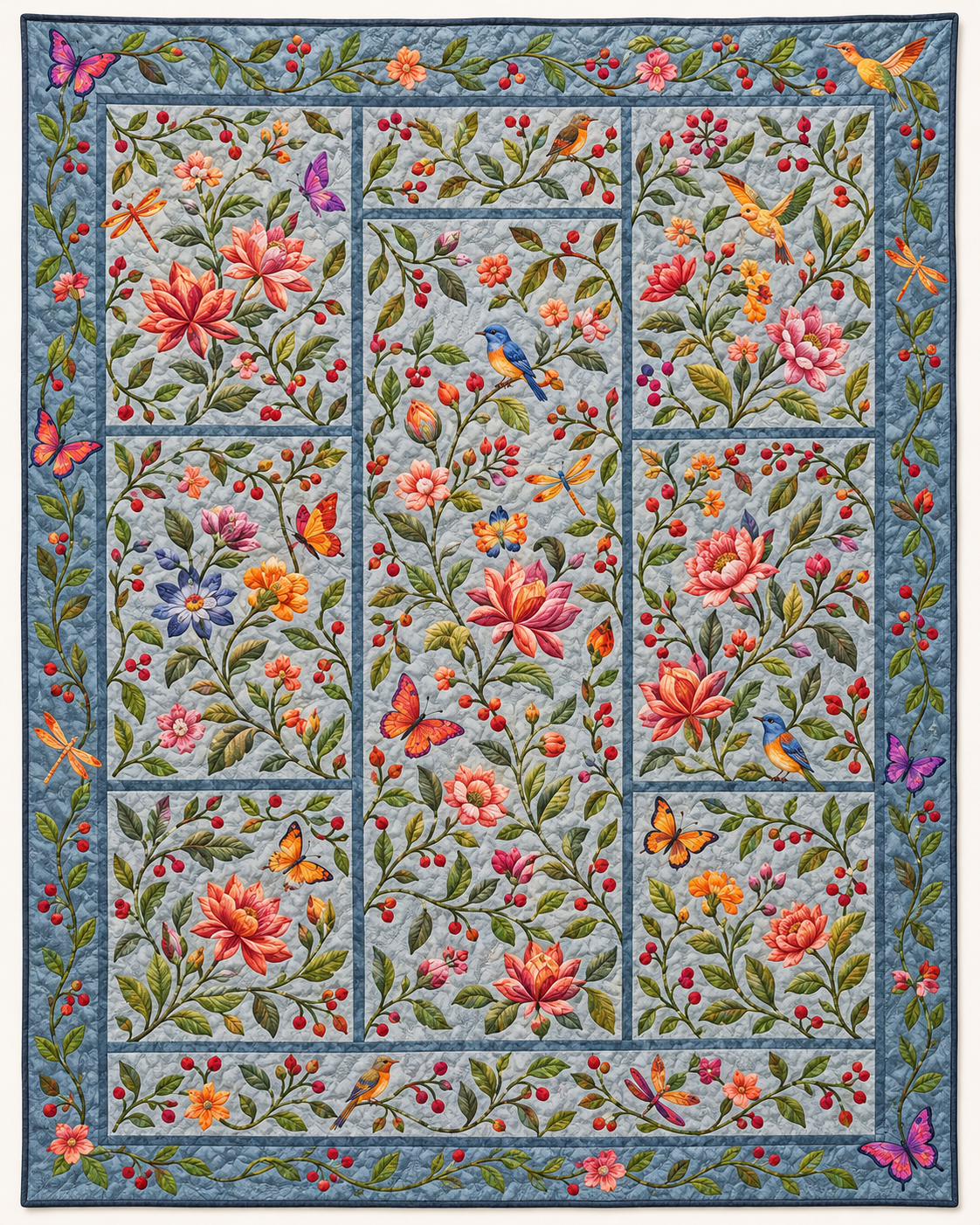 Misty Garden Panels TD101026329 Quilt Blanket
