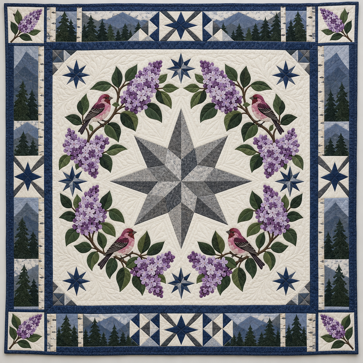 New Hampshire Lilac And Granite Star TD1410261089 Quilt Blanket