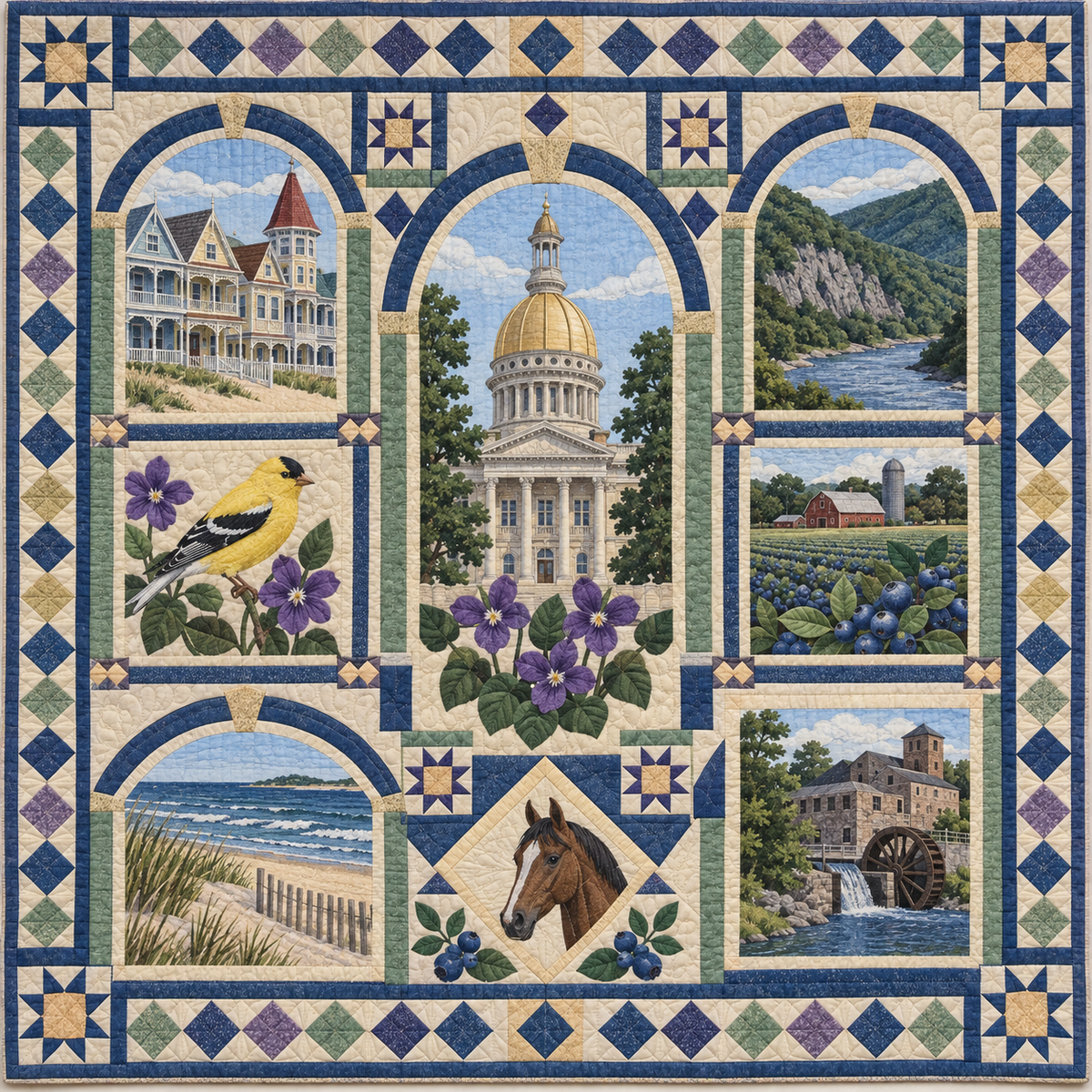 New Jersey Landmark Windows TD181026703 Quilt Blanket