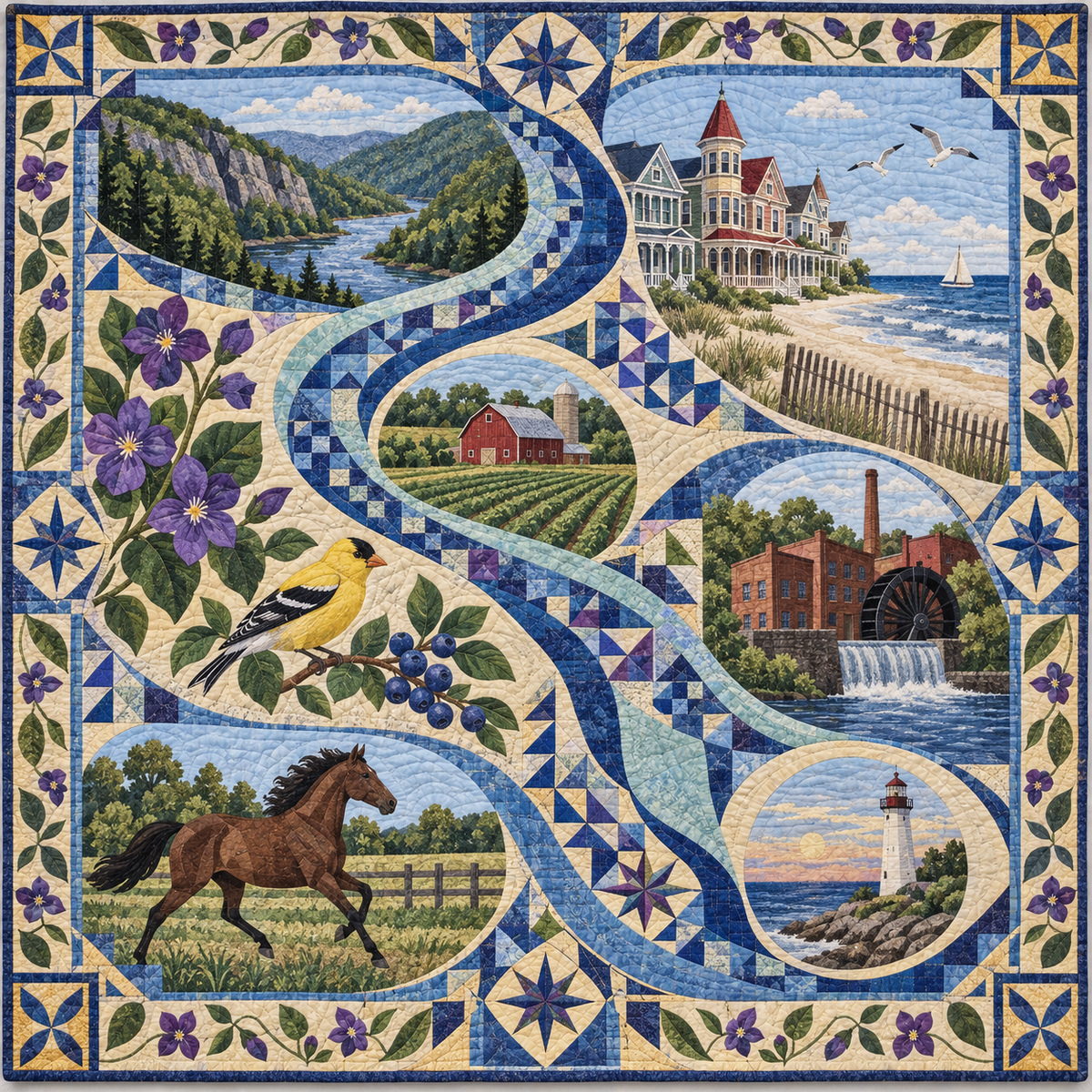 New Jersey River Of Stories TD181026704 Quilt Blanket