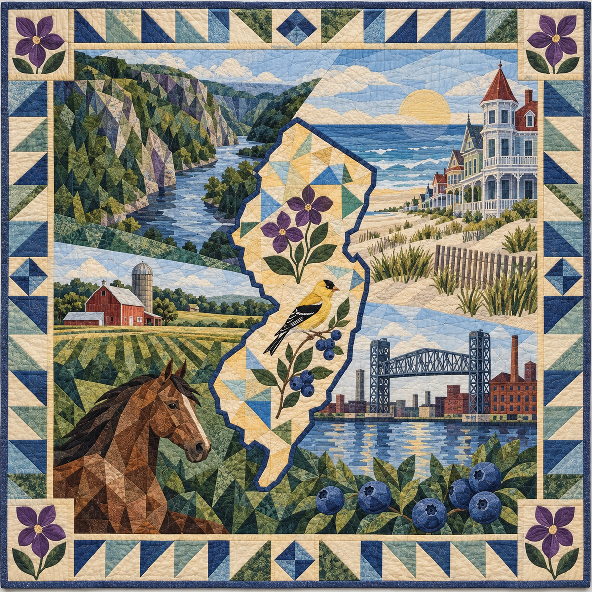 New Jersey Mosaic Horizons TD181026709 Quilt Blanket