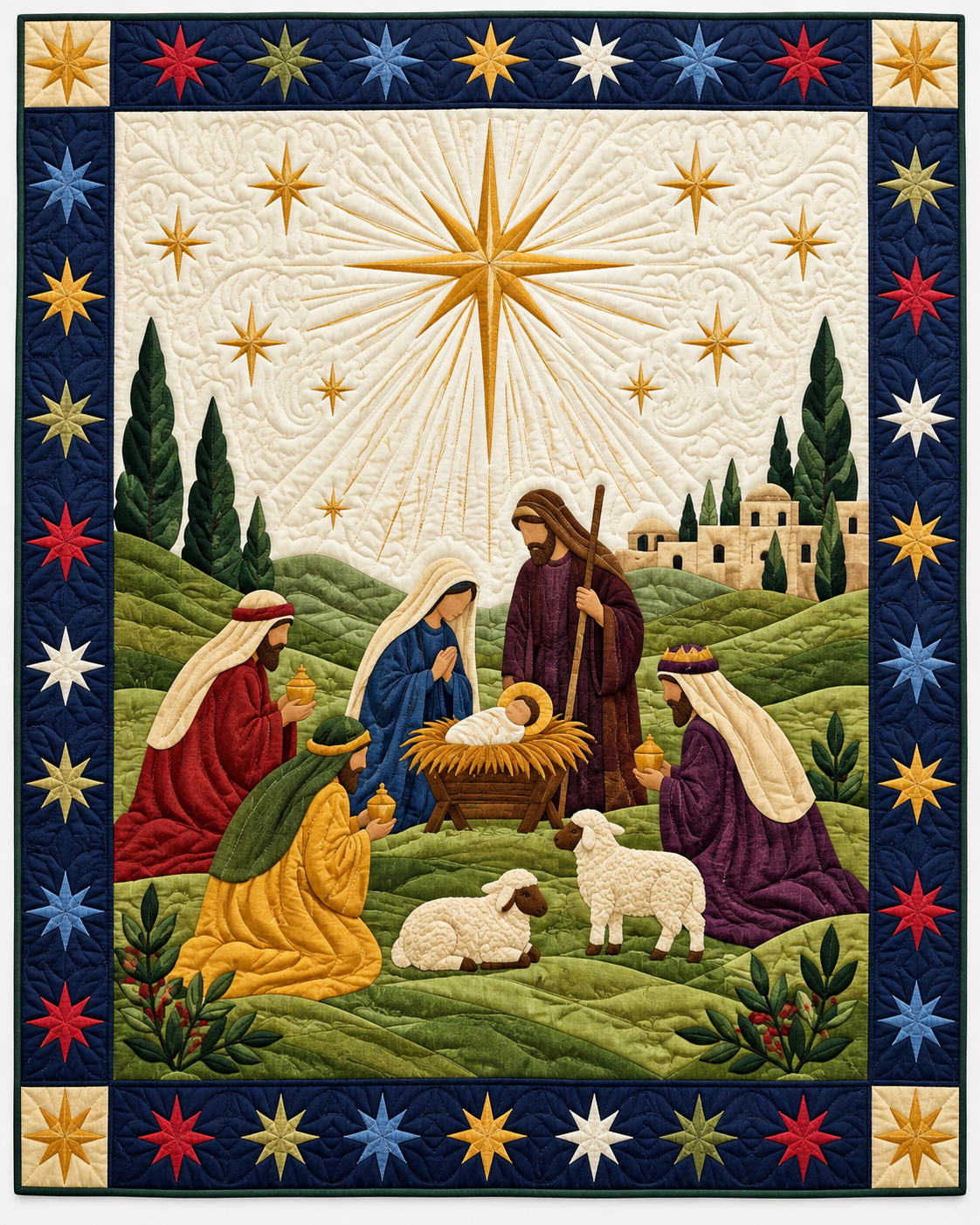 Nativity under a Golden Star TD101026333 Quilt Blanket