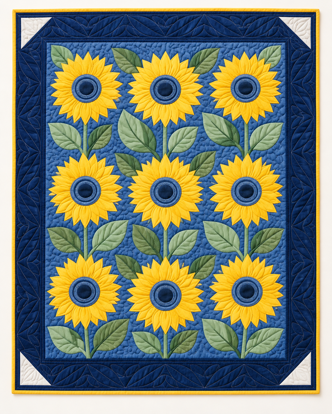 Navy Sunflower TD101026335 Quilt Blanket