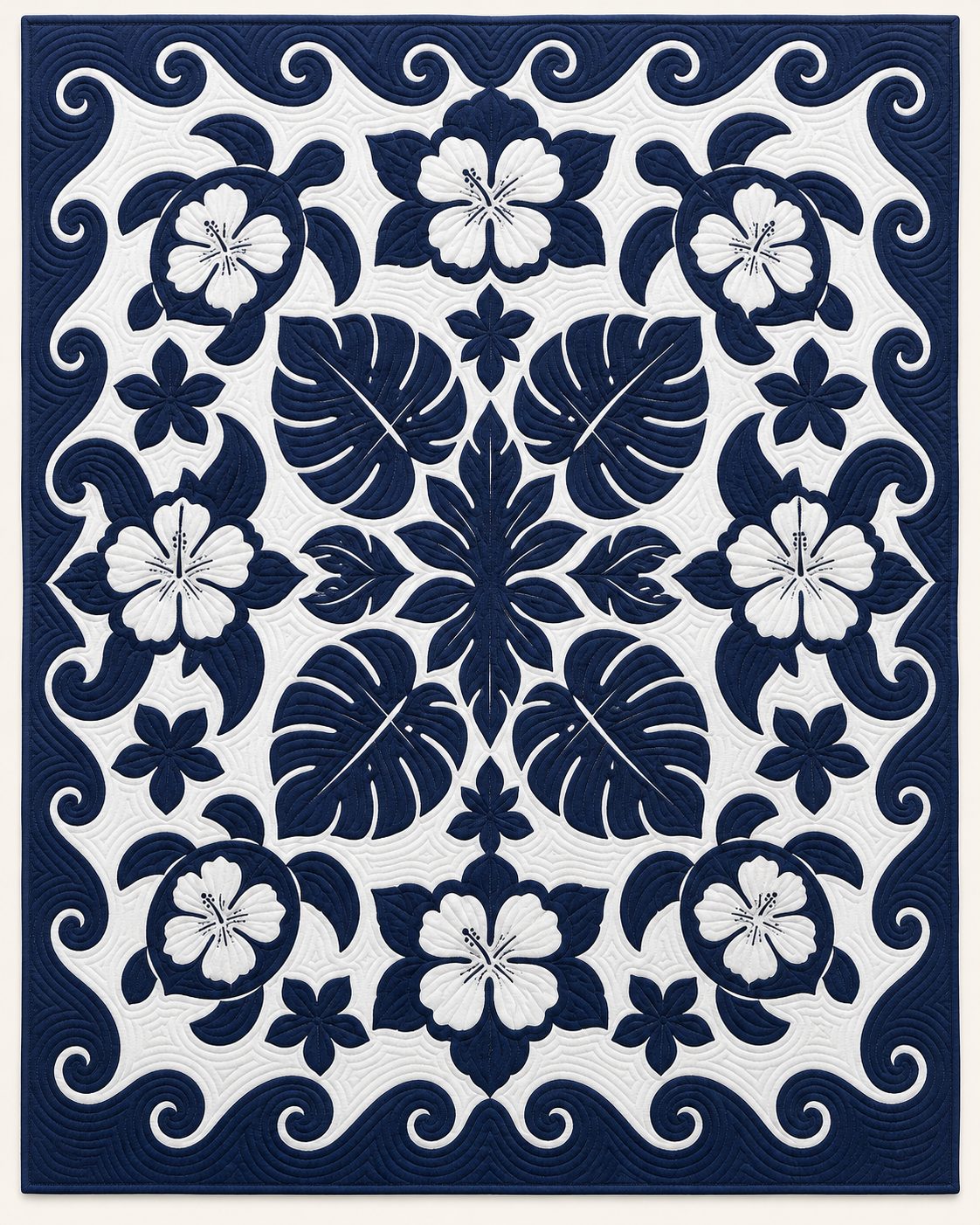 Navy Tropical Applique TD101026336 Quilt Blanket