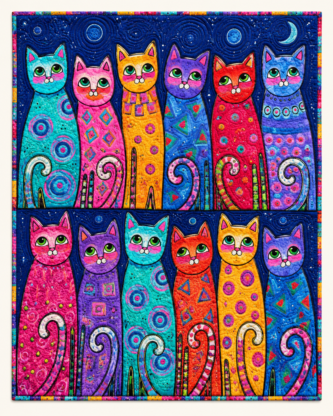 Neon Cat Friends TD101026337 Quilt Blanket
