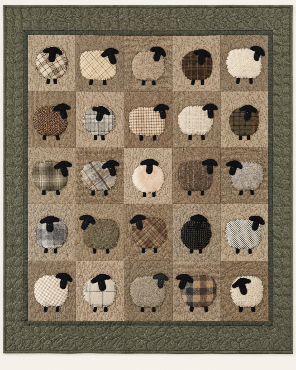 Neutral Sheep Patchwork TD101026338 Quilt Blanket