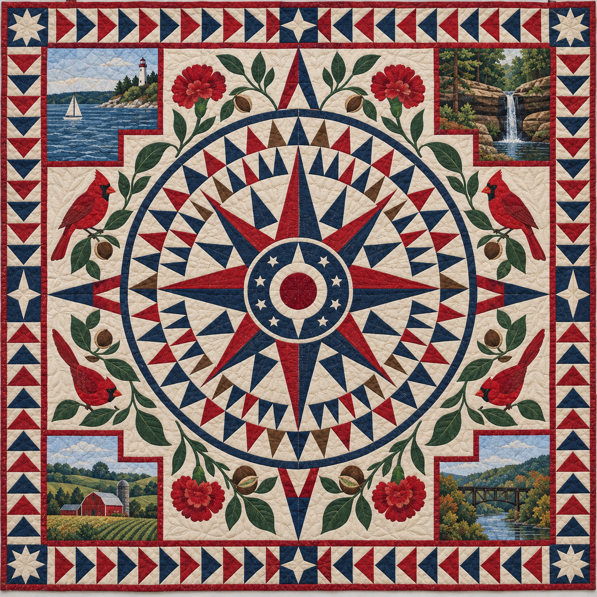 Ohio Radiant Compass TD181026747 Quilt Blanket