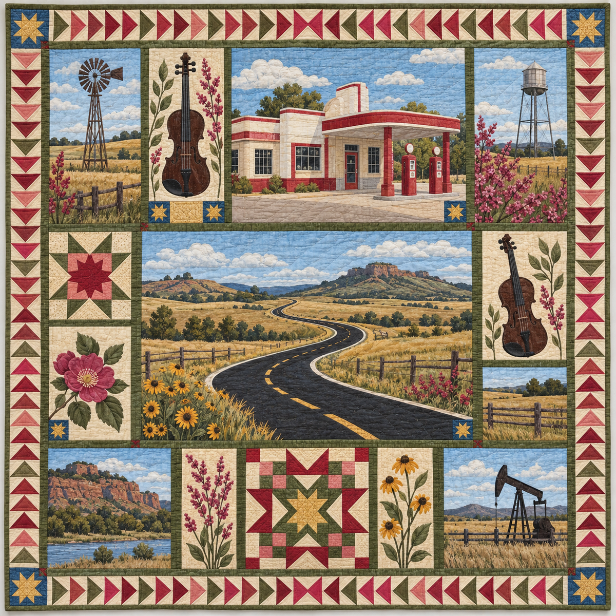 Oklahoma Mother Road Music TD1410261108 Quilt Blanket