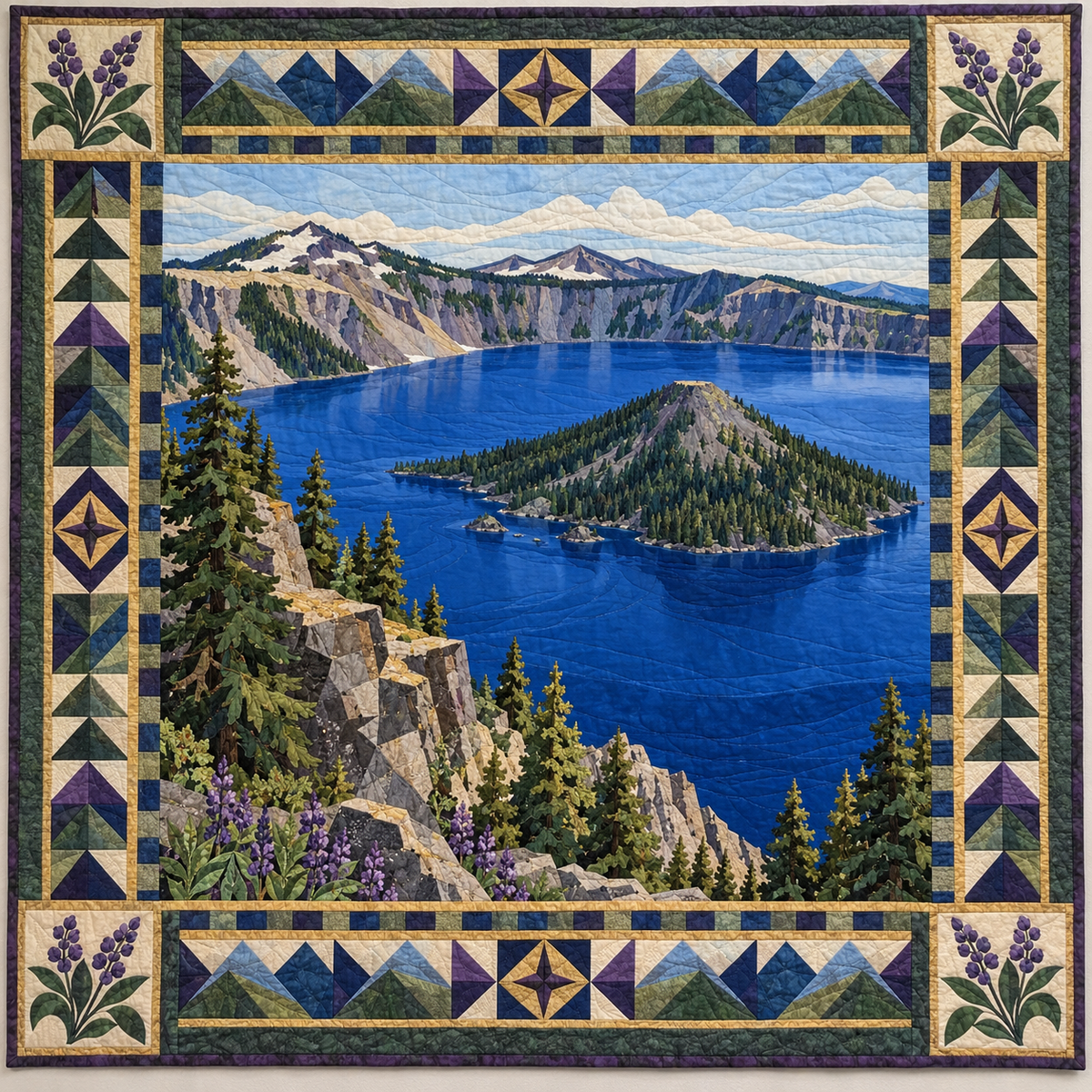 Oregon Crater Lake Mosaic TD1410261109 Quilt Blanket