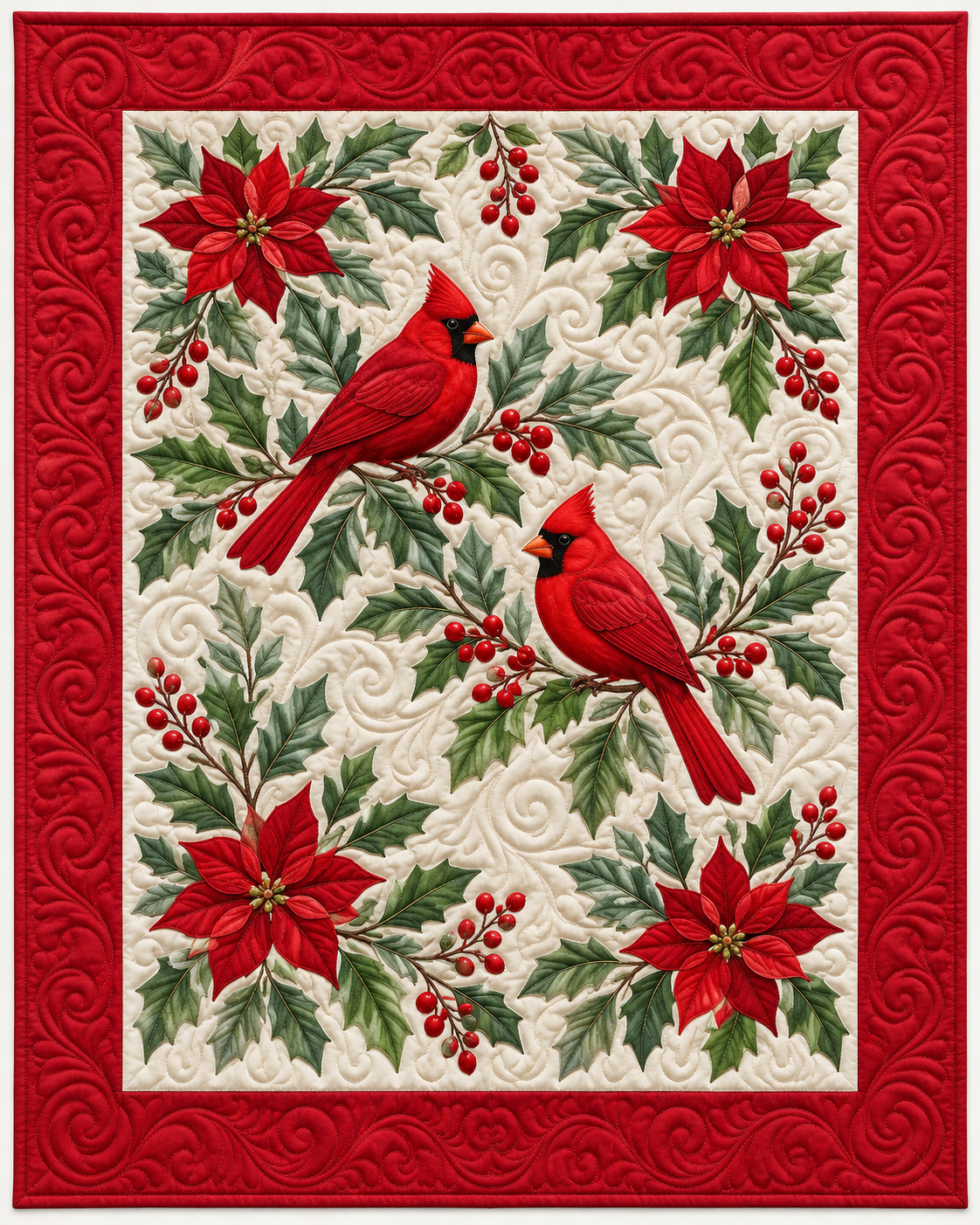 Paired Christmas Cardinals TD101026354 Quilt Blanket