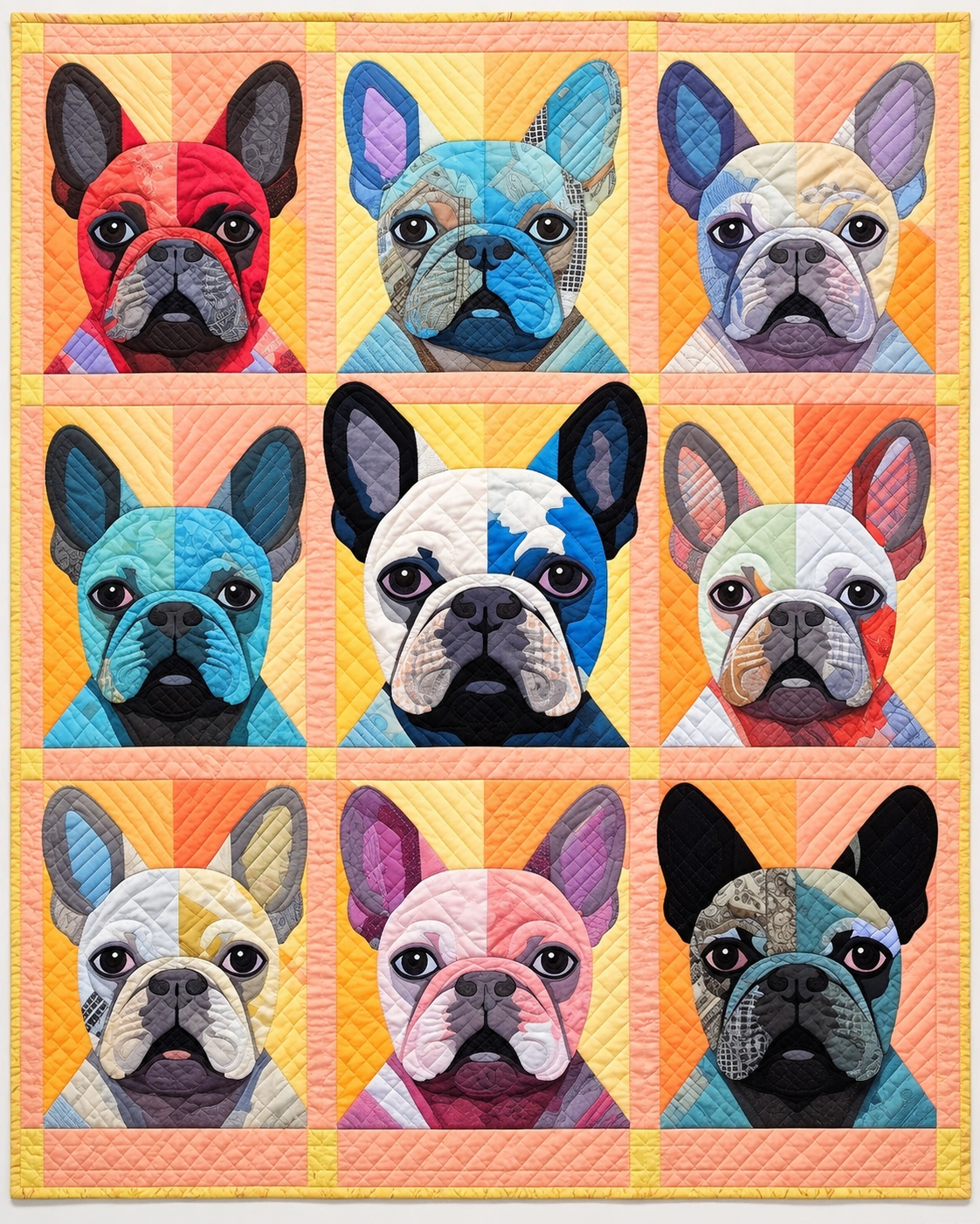 Pastel French Bulldog Faces TD101026359 Quilt Blanket