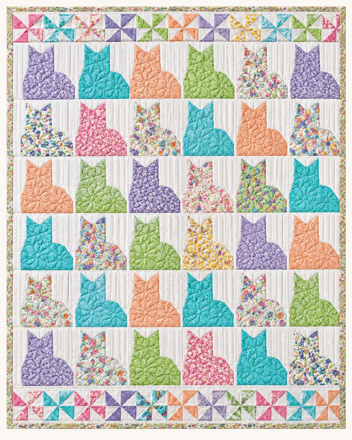 Pastel Patchwork Cats TD101026361 Quilt Blanket